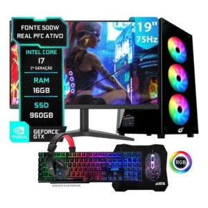 Pc Gamer Completo Setup Ninja Storm I, Intel Core I7, 16gb Ram, Ssd 960gb, Monitor 19 , Kit Periféricos