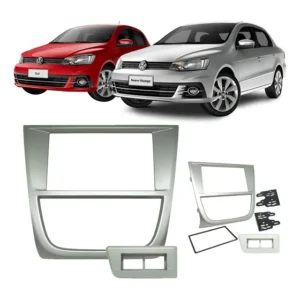 Moldura 2 Din Gol G5 Vaveiro Voyage -prata