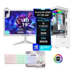 Pc Gamer Completo Setup Ninja Nordic Ii, Intel Core I5, 16gb Ram, Ssd 960gb, Placa De Vídeo 4gb, Monitor 19 , Kit Periféricos
