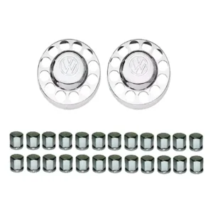 Kit Tampa Cubo Cromado Caminhão Vw 3/4 + Capa De Porca