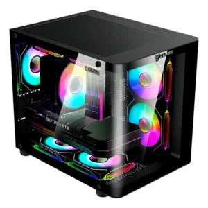 Gabinete Gamer Clanm Rodan com Vidro Curvo Preto para Placas M-ATX e M-ITX