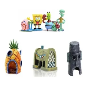 Kit Enfeites De Aquário Bob Esponja Fenda Do Biquíni.