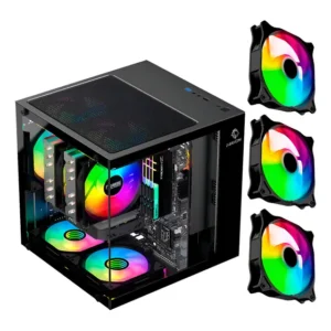 Mini Gabinete Gamer Gb1787 Preto Com 3 Fans Rgb Micro-atx
