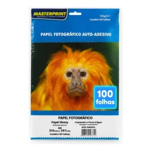 Papel Fotográfico Adesivo A4 Glossy 130g 100 Fls Masterprint Branco