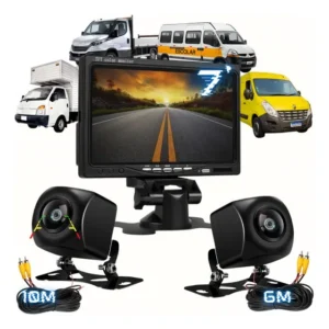 Kit Tela 7 Pol Camera Olho De Peixe Frontal E Traseiro 180°