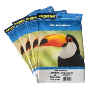 200 Folhas Papel Fotografico 115g Glossy A4 Masterprint C/nf Branco
