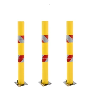 Kit 3 Postes Aço Guarda Vaga Limitador Dobrável Com Argola