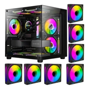 Gabinete Gamer Hayom Aquário C/ 7 Fans Led Rgb - Preto Preto