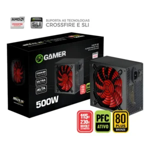 Fonte Atx 500w Bronze Brazilpc Bpc-500-80plus 24 Pinos Cor Preto