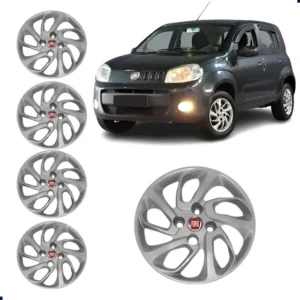 Jogo 4pçs Calota Fiat Uno Atractive 2019 2020 Aro 14 Prata