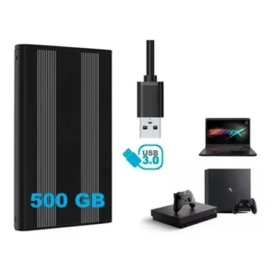 Hd Externo 500gb Slim Portátil Usb 3.0 Xbox Ps4 Ps5 Pc Cor Preto