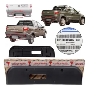 Suporte Placa Moldura Traseira Fiat Strada 2014 À 2020 Cor Preto