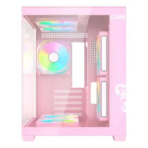 Gabinete Gamer Clanm Grodd Candy Vidro Temperado Rgb Micro Atx / Itx Rosa