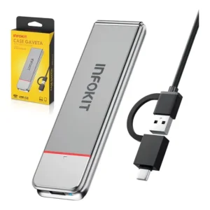 Gabinete Exbom ECASE-M2NV80 para SSD M.2 NVMe PCIe USB-C 3.1 10Gbps Compatível 2230 2242 2260 2280 até 4TB Prata