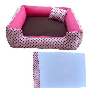 Cama Para Cachorros Medios Caminha De Cachorro Medio 60x60 Cor rosa bolinhas
