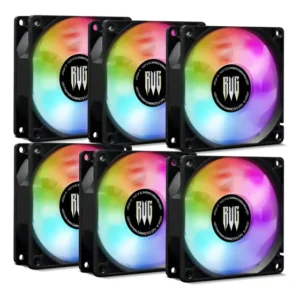 Ventoinha RGB 80mm Revenger Kit 6 Peças 2300rpm 3 Pinos + Molex Gamer