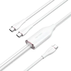 Cabo Tipo C P/ 2 Tipo C 2 Em 1 100w 5a Vention Note Celular Branco