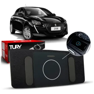 Carregador Automotivo Por Indução Peugeot 208 2021 22 23 24 Preto