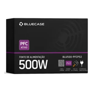 Fonte Bluecase Blu500-pfcps2 500w Atx Pfc Automa Cor Preto