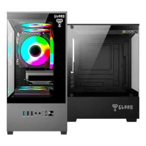 Gabinete Gamer Aquario Vidro Frontal E Lateral Mini Tower 290x190x375mm Cor Preto