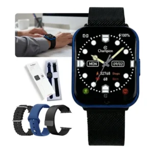 Smartwatch Champion Unisex Fitness Lançamento Troca Pulseir Preto Azul-marinho Azul