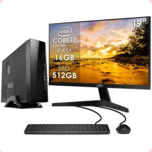 Computador Slim Intel I7 16gb Ssd 512gb Mon 19 Strong Tech