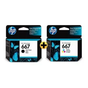 Kit Cartucho Tinta Original Hp 667 Preto/colorido 2376 2774