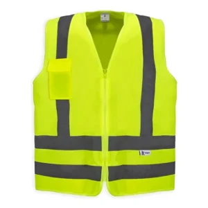 Colete Refletivo Fluorescente Amarelo Com Bolso Fecho Zíper