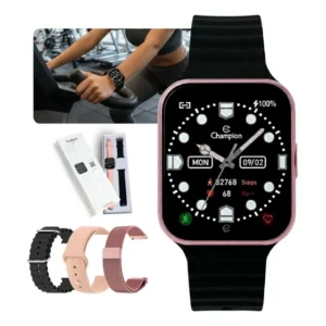 Relógio Smart Champion Lançamento Feminino Troca Pulseira P Preto Rosa