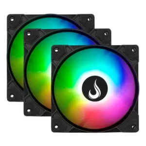 Kit 3 Fans | Rise Mode | X Led Black Rainbow | 120mm Preto