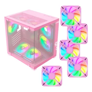 Gabinete Gamer Clanm Grodd Com 5 Fans Cooler Rgb Rosa