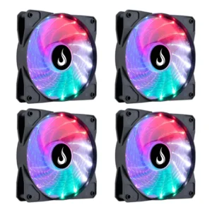 Kit Com 4 Cooler Fan 120mm 12cm Led Wind W1 Rise Mode Rm-wn Led Rainbow