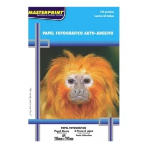 Papel Fotográfico Adesivo A4 Glossy 130g 50 Folhas Masterprit Branco