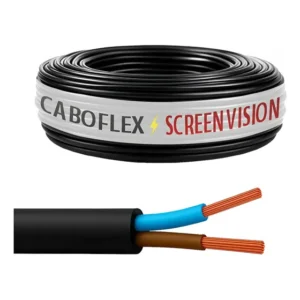 Fio Cabo Pp 1,5mm Flexivel 2x1,5mm 2 Vias Rolo 50 Metros Para Extensão Cor Preto Marca Screen Vision