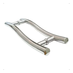 Puxador Porta Portão Madeira Vidro 30cm Inox Curvo Onda S