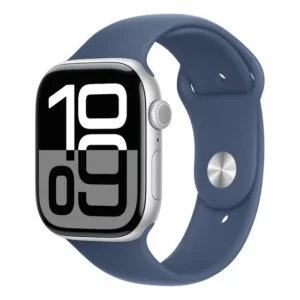 Apple Watch Series 10 GPS • Caixa prateada de alumínio – 46 mm • Pulseira esportiva denim M/G