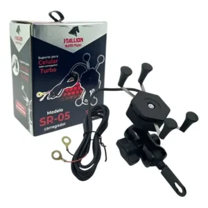 Suporte Carregador De Garra Para Moto Com Usb. Turbo Preto 127/220v