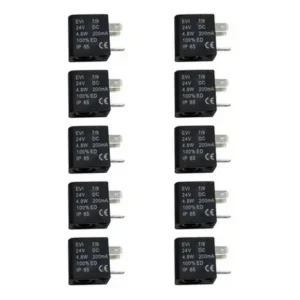 10 Un Bobina Solenoide Furo 9mm 4.8w Evi 7/9 100% Ip 65 -24v Preto