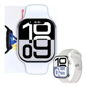 Smartwatch S10 Watch X Serie 10 Microwear 2025 Amoled Caixa Prateado Pulseira Branco Bisel Prateado