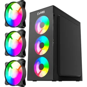 Gabinete Gamer Clanm Smog Preto Mid Tower Com Fan RGB ATX