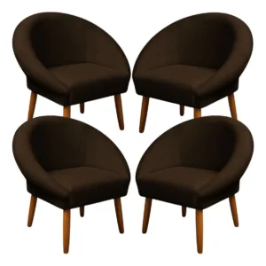 Conjunto 4 Cadeira Poltronas Para Recepção Tecido Veludo