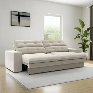 Sofa 3 Lugares Retrátil E Reclinável Pegasus 2,00m Cor Areia