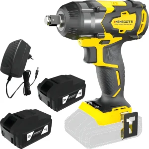 Chave Impacto 1/2 Pol + 2 Bat + 1 Carregador Menegotti Cor Amarelo Frequência 60hz