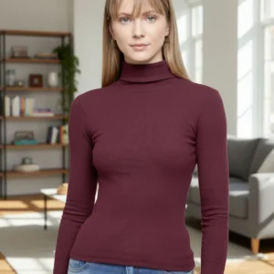 Blusa Feminina Malwee Inverno Gola Alta Canelado Manga Longa