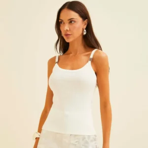Regata Canelada Forum Alça Ve26 Off White Feminino