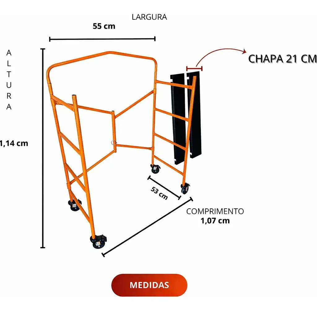 Mini Andaime Dobravel Cavalete Portátil Aço 2 Plataformas Movel 250kg Construção Ferro para Obra - Imagem 3