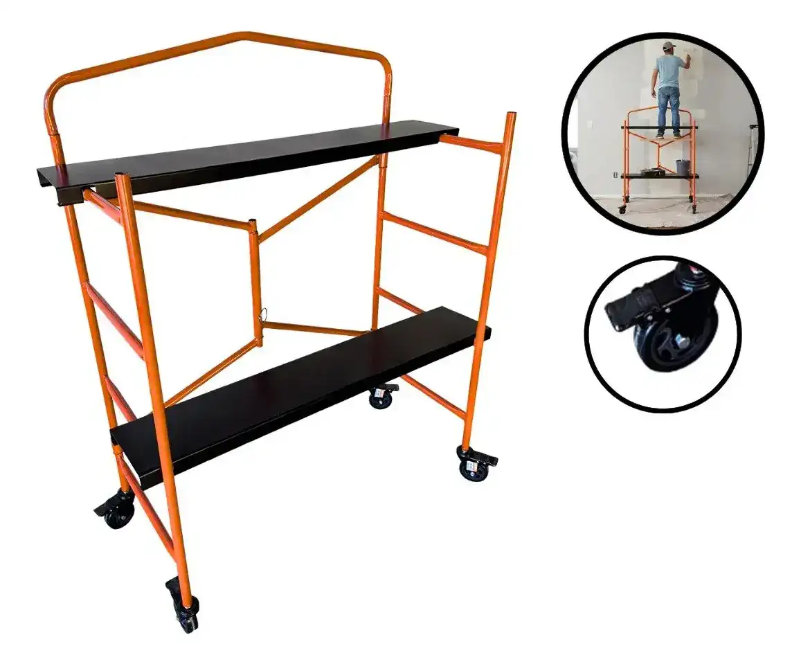 Mini Andaime Dobravel Cavalete Portátil Aço 2 Plataformas Movel 250kg Construção Ferro para Obra - Imagem 6