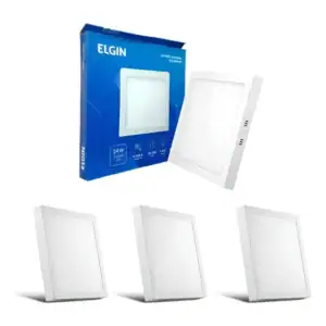 Kit 3 Painel Plafon Led Sobrepor Quadrado 24w 6500k Elgin
