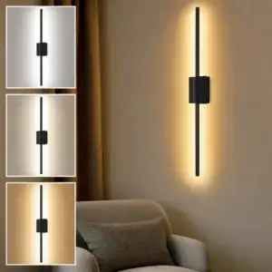 Arandela quarto Moderna, Luz Indireta LED Luz Ajustável Três Temperaturas de Cor Bivolt 110–265V, para Sala Quarto Cabeceira Corredor, Tieesa Preto