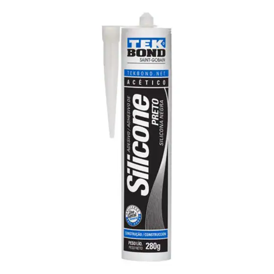 Silicone Acético Preto Tekbond 280mL Vedação Interior e Exterior